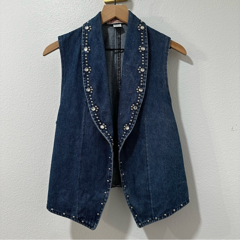 Apache Rhinestone Denim‎ Blue Jean Vest S